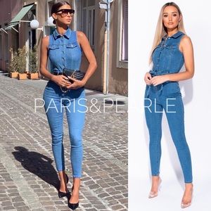 Bloggers Fav 5⭐ Gia Tie Waist Denim Jumpsuit